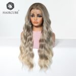 Light golden brown gradient [6BR28]] Heat-Resistant lace front wig back view - WigBloom