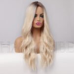 Natural Wig Headgear Style Women's Multi-co lace front wig back view - WigBloom