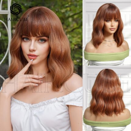 LC031-1,14inch Wig Women's Short Curly Hair with B lace front wig front view - WigBloom