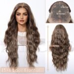 Natural Black curly lace front wig detail view - WigBloom