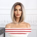 Gradient straight lace front wig detail view - WigBloom