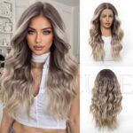 gradient curly lace front wig detail view - WigBloom