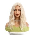 SWLC1253-1BL14 Chemical Fiber Headgear Wig Headgea lace front wig top view - WigBloom