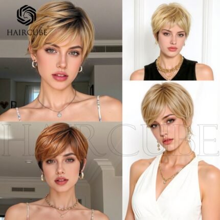 Full Human Hair Light Blonde Wig Cap for Women, Available in Multiple Colors, Elegant, Lightweight, Breathable Full-Head Wig Cap - Heat Resistant Synthetic Curly Wig