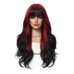 Natural Black curly lace front wig top view - WigBloom