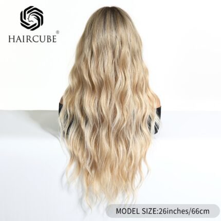 Wig Headgear White Gold Gradient Wa lace front wig side view - WigBloom