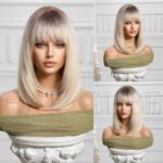 gradient curly lace front wig detail view - WigBloom