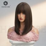Natural Black straight lace front wig back view - WigBloom