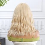 SWLC1253-1BL14 Chemical Fiber Headgear Wig Headgea lace front wig back view - WigBloom