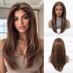 Natural Black straight lace front wig detail view - WigBloom