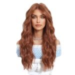 SWLC1272-2OR24 Heat-Resistant lace front wig top view - WigBloom
