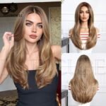 SWLC8297-3BR26 Heat-Resistant lace front wig front view - WigBloom