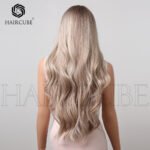 Natural Black curly lace front wig top view - WigBloom