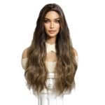 Natural Wig Headgear Style Women's Multi-co lace front wig top view - WigBloom