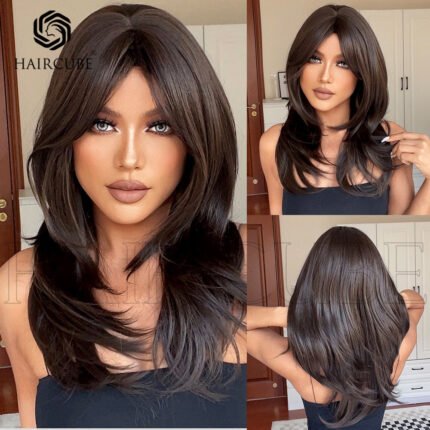 Default New Chemical Fiber Wig Hair Set Wom lace front wig front view - WigBloom