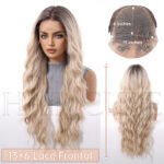 Natural Black curly lace front wig detail view - WigBloom
