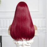 LC6044-1 Wig Wine Red Long Straight Hair Hea lace front wig back view - WigBloom
