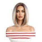 Gradient straight lace front wig top view - WigBloom