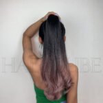 Natural Black curly lace front wig detail view - WigBloom