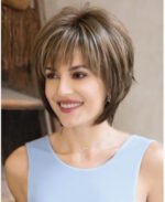 Natural Black straight lace front wig detail view - WigBloom