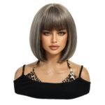 Natural Black curly lace front wig detail view - WigBloom