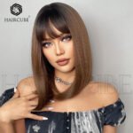 Default Long straight hair wig 18inch wind lace front wig front view - WigBloom