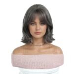 Natural Black bob lace front wig top view - WigBloom
