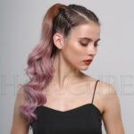 Natural Black curly lace front wig detail view - WigBloom