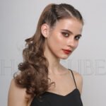Natural Black curly lace front wig detail view - WigBloom
