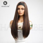 brown straight lace front wig back view - WigBloom