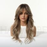 Brown curly lace front wig top view - WigBloom