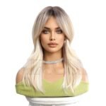 Gradient curly lace front wig top view - WigBloom