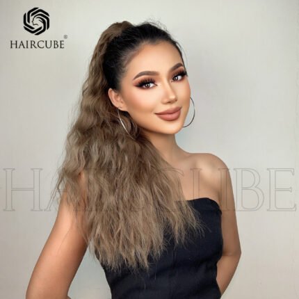 Default Long Brown Grab Clip Corn Whiskers lace front wig side view - WigBloom