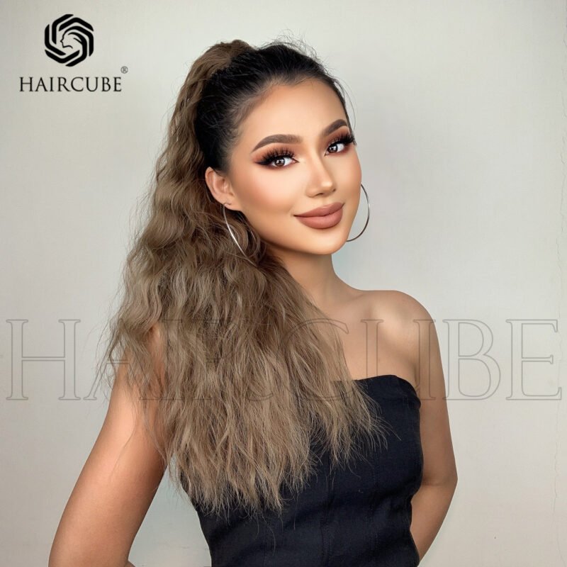 Default Long Brown Grab Clip Corn Whiskers lace front wig side view - WigBloom