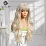 Pale gold 28inch,270g Barbie wig full head cover light wh lace front wig side view - WigBloom