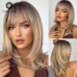 Natural Black straight lace front wig front view - WigBloom