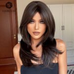 Default New Chemical Fiber Wig Hair Set Wom lace front wig back view - WigBloom