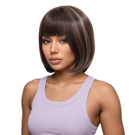 New Short Straight Hair Straight Bang Bobo Head European and American Chemical Fiber Wig - Short Bob Synthetic Wig