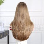 SWLC8297-3BR26 Heat-Resistant lace front wig back view - WigBloom