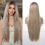 SWLF1021-1BL30 13*6 large area lace wig headgear l lace front wig top view - WigBloom