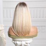 gradient curly lace front wig back view - WigBloom