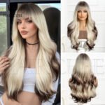 LC1082-1,26inch Wig Big Wave Full Head Headgear cos lace front wig front view - WigBloom