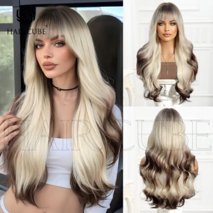 LC1082-1,26inch Wig Big Wave Full Head Headgear cos lace front wig front view - WigBloom