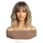 brown curly lace front wig top view - WigBloom