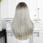 Natural Black straight lace front wig top view - WigBloom