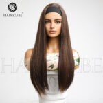 brown straight lace front wig side view - WigBloom