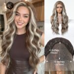 Light golden brown gradient [6BR28]] Heat-Resistant lace front wig side view - WigBloom