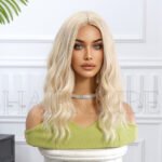 SWLC1253-1BL14 Chemical Fiber Headgear Wig Headgea lace front wig side view - WigBloom