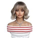 Natural Black curly lace front wig top view - WigBloom