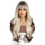 LC1082-1,26inch Wig Big Wave Full Head Headgear cos lace front wig top view - WigBloom